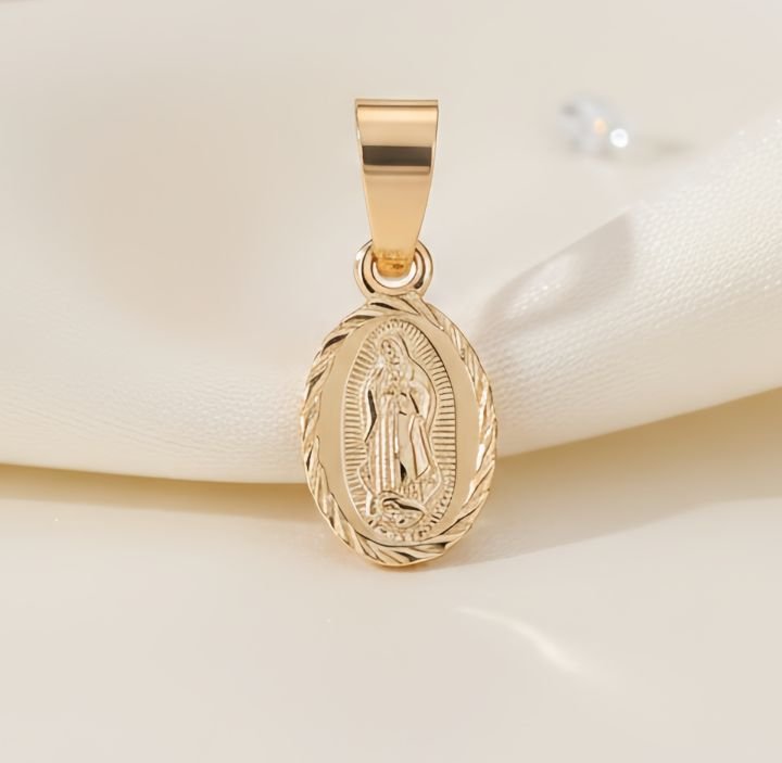 DIJE VIRGEN GUADALUPE MINI CON REBORDE-DIJES-JOYERIA D'ORÉ-ORO LAMINADO 18K CALI