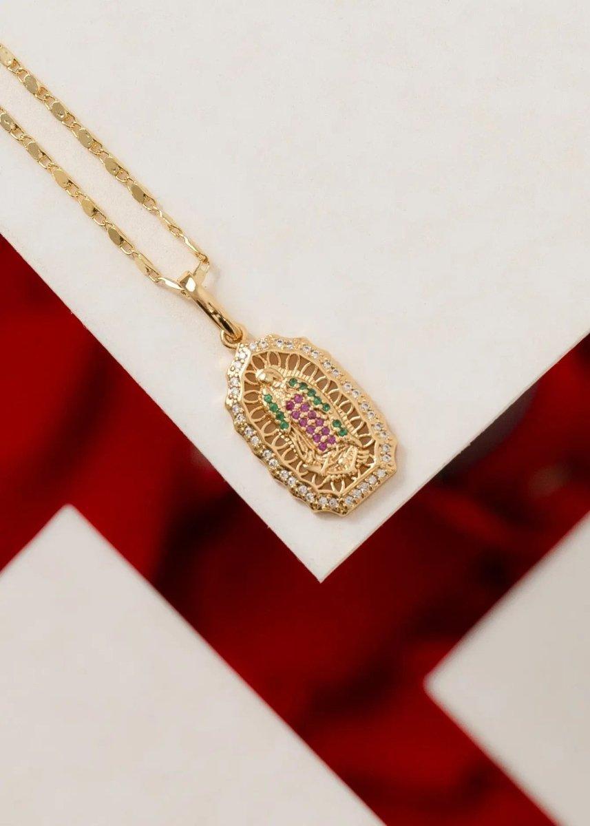 DIJE VIRGEN GUADALUPE SWAROVSKI-DIJES-JOYERIA D'ORÉ-ORO LAMINADO 18K CALI