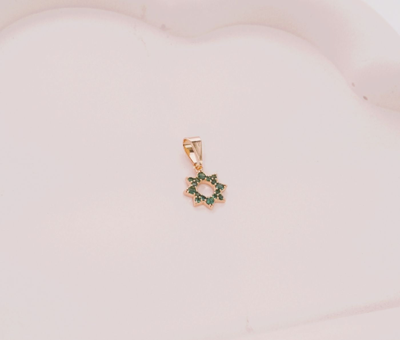 DIJE ESTRELLA 8 PUNTAS ZIRCONES VERDES