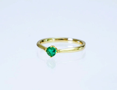 ANILLO 4 PUNTAS ZIRCON VERDE