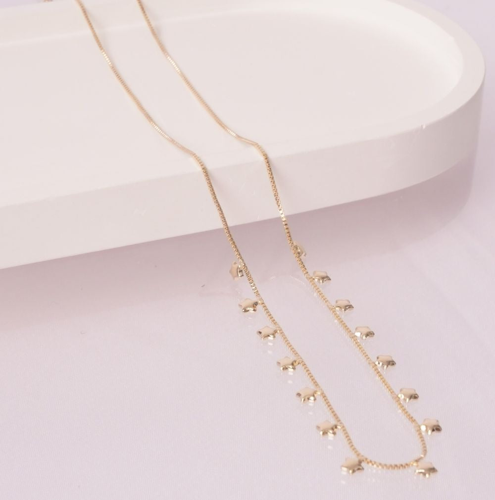 CADENA VENECIANA CON 15 ESTRELLAS 45CM-CADENAS-JOYERIA D'ORÉ-ORO LAMINADO 18K CALI