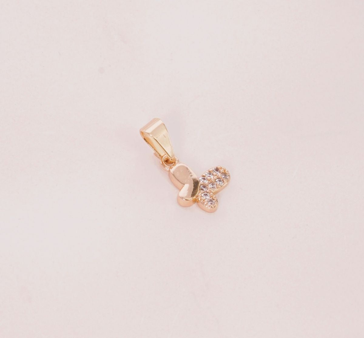DIJE MARIPOSA CON ZIRCONES MITAD-DIJES-JOYERIA D'ORÉ-ORO LAMINADO 18K CALI