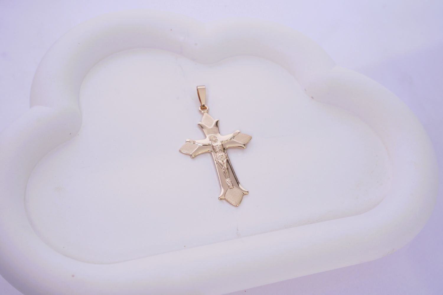 DIJE CRUZ GRANDE 12 PUNTAS Y JESÚS-DIJES-JOYERIA D'ORÉ-ORO LAMINADO 18K CALI