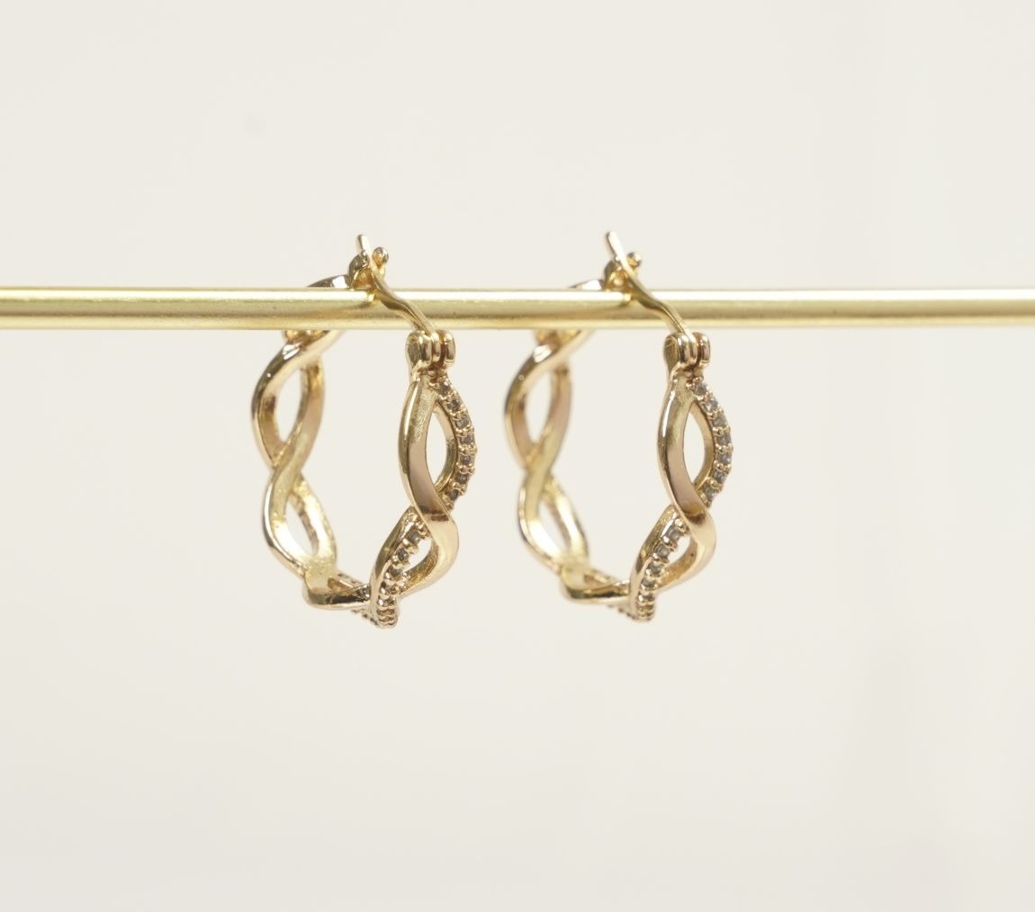 CANDONGA ESLABON CON ZIRCONES-CANDONGAS-JOYERIA D'ORÉ-ORO LAMINADO 18K CALI