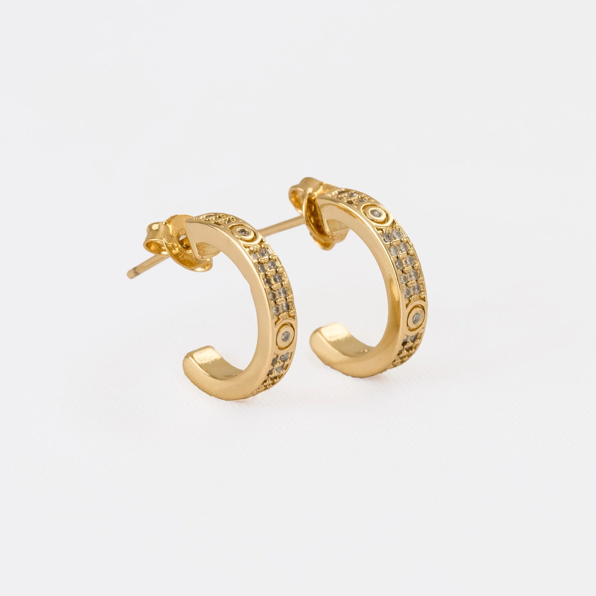 CANDONGAS SEMI CRYSTAL HOOPS-CANDONGAS-JOYERIA D'ORÉ-ORO LAMINADO 18K CALI