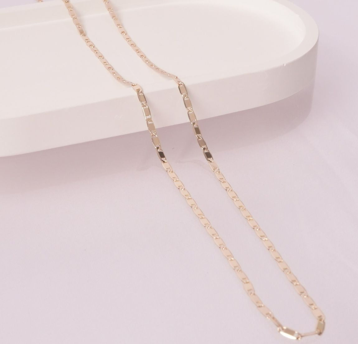 CADENA ESCALERA PLANA 50CM-CADENAS-JOYERIA D'ORÉ-ORO LAMINADO 18K CALI