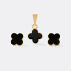 SET BLACK CLOVER 1CM-DIJES-JOYERIA D'ORÉ-ORO LAMINADO 18K CALI