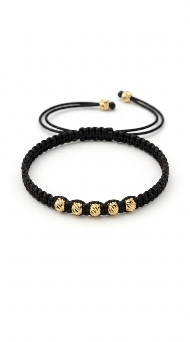 PULSERA BALIN DIAMANTADO 4MM-NEGRA-PULSERAS TEJIDAS-JOYERIA D'ORÉ-ORO LAMINADO 18K CALI