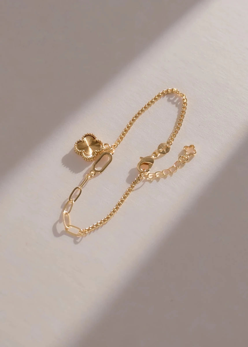 PULSERA CUBANA CLOVER 15CM EXTENSOR-PULSERAS ORO LAMINADO-JOYERIA D'ORÉ-ORO LAMINADO 18K CALI