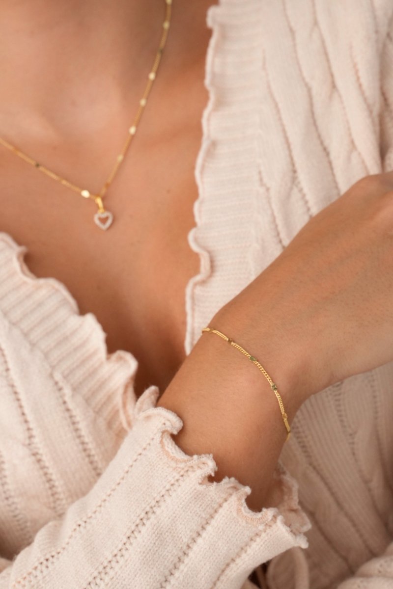 PULSERA CUBANA LOVE 16CM + EXTENSOR-PULSERAS ORO LAMINADO-JOYERIA D'ORÉ-ORO LAMINADO 18K CALI