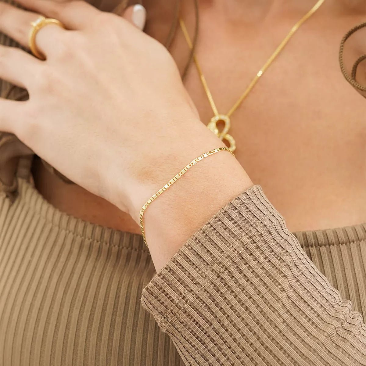 PULSERA ESCALERA PLANA 2MM 16CM EXTENSOR-PULSERAS ORO LAMINADO-JOYERIA D'ORÉ-ORO LAMINADO 18K CALI