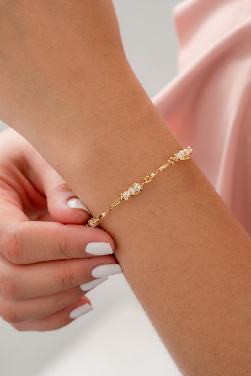 PULSERA GLEAM PEARL16CM + EXTENSOR-PULSERAS ORO LAMINADO-JOYERIA D'ORÉ-ORO LAMINADO 18K CALI