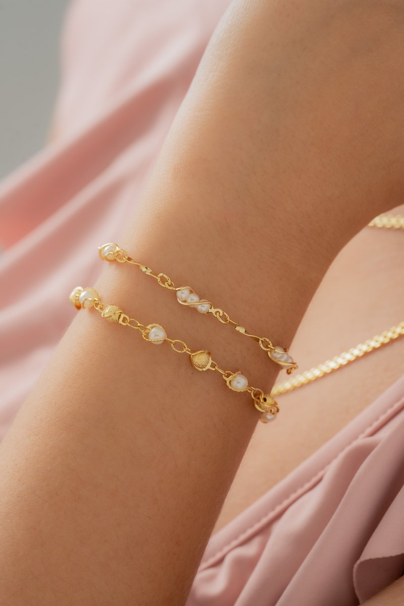 PULSERA GOLDEN PEARL 16CM + EXTENSOR-PULSERAS ORO LAMINADO-JOYERIA D'ORÉ-ORO LAMINADO 18K CALI