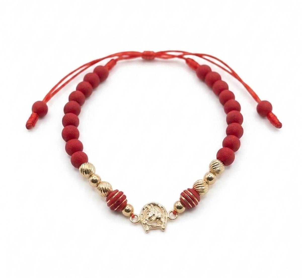 PULSERA HERRAJE DE CABALLO SHINE 4 Y 5MM ROJO-PULSERAS TEJIDAS-JOYERIA D'ORÉ-ORO LAMINADO 18K CALI