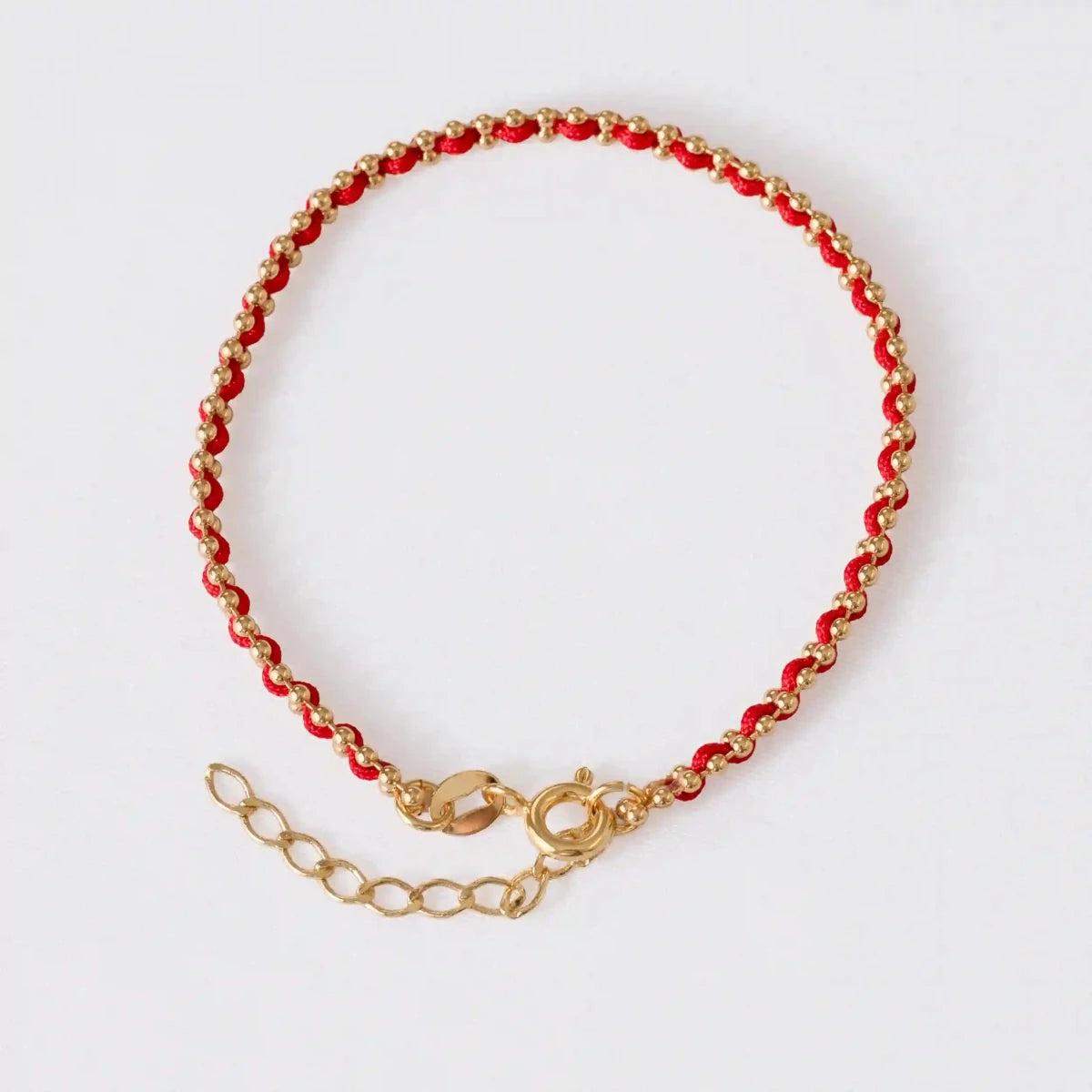 PULSERA LUCKY RED CON EXTENSOR-PULSERAS ORO LAMINADO-JOYERIA D'ORÉ-ORO LAMINADO 18K CALI