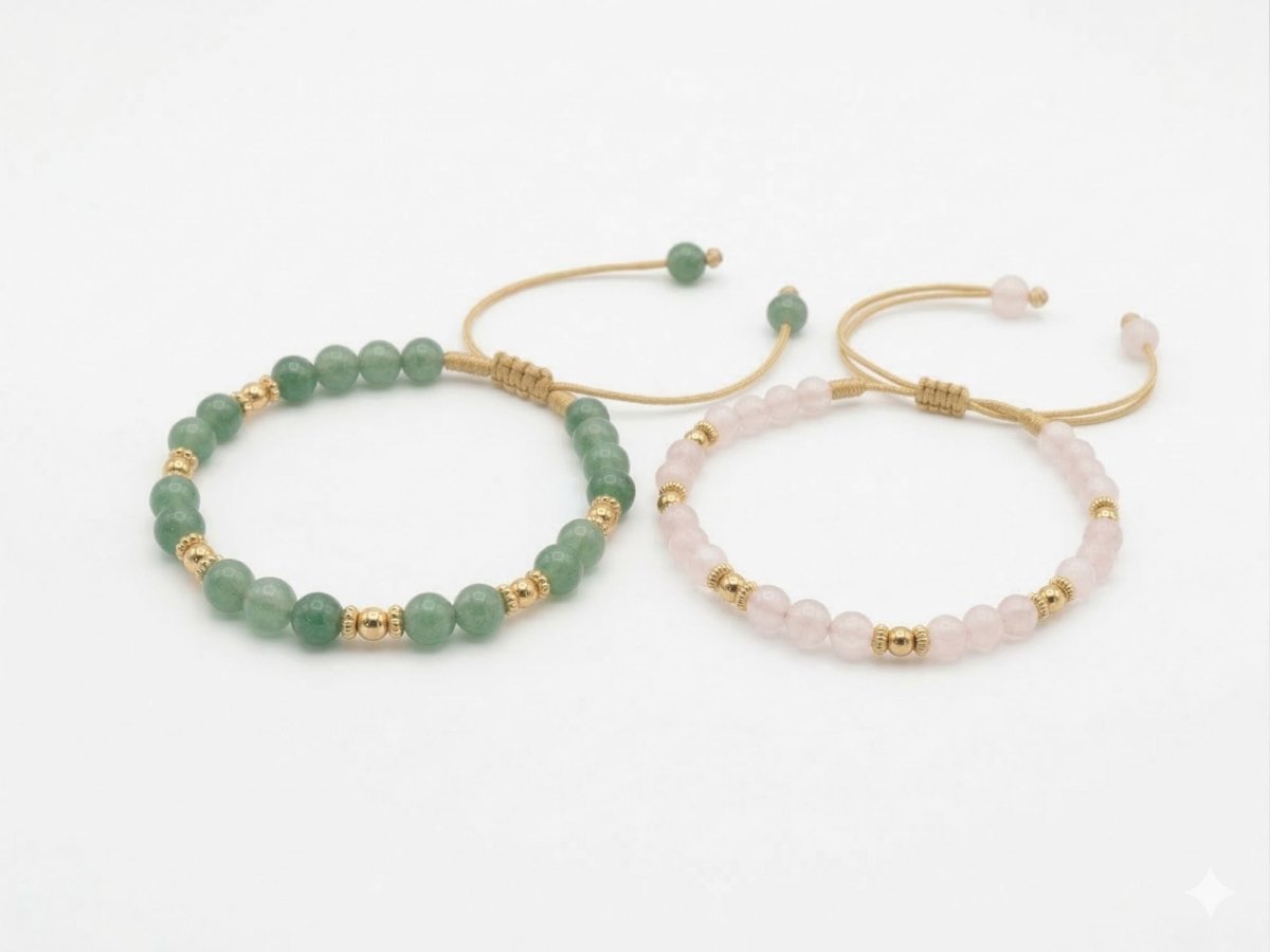 PULSERA PIEDRAS NATURALES ROSADA-PULSERAS TEJIDAS-JOYERIA D'ORÉ-ORO LAMINADO 18K CALI