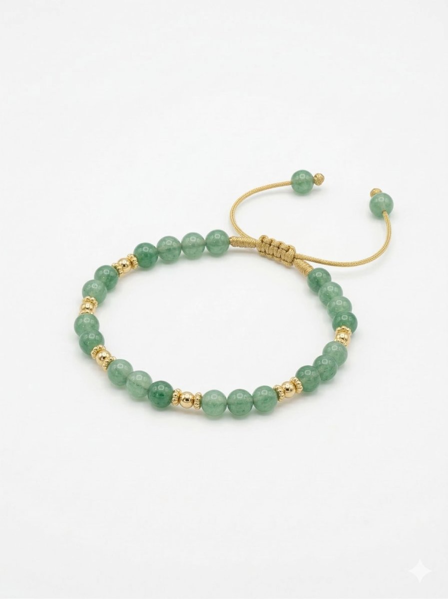 PULSERA PIEDRAS NATURALES VERDE-PULSERAS TEJIDAS-JOYERIA D'ORÉ-ORO LAMINADO 18K CALI