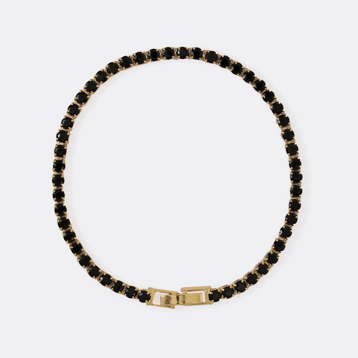 PULSERA TENNIS NEGRA 20CM 4MM-PULSERAS ORO LAMINADO-JOYERIA D'ORÉ-ORO LAMINADO 18K CALI