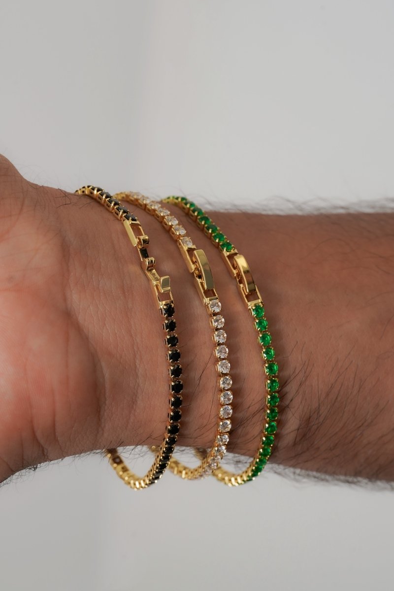 PULSERA TENNIS NEGRA 20CM 4MM-PULSERAS ORO LAMINADO-JOYERIA D'ORÉ-ORO LAMINADO 18K CALI