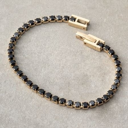 PULSERA TENNIS NEGRO GRADUABLE-PULSERAS ORO LAMINADO-JOYERIA D'ORÉ-ORO LAMINADO 18K CALI