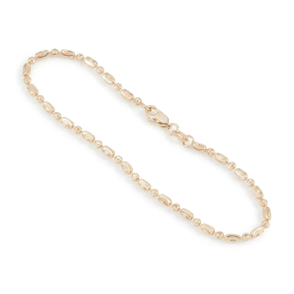 PULSERA/TOBILLERA BARRILxBALIN MARTILLADO 25.5CM oro laminado 18k cali