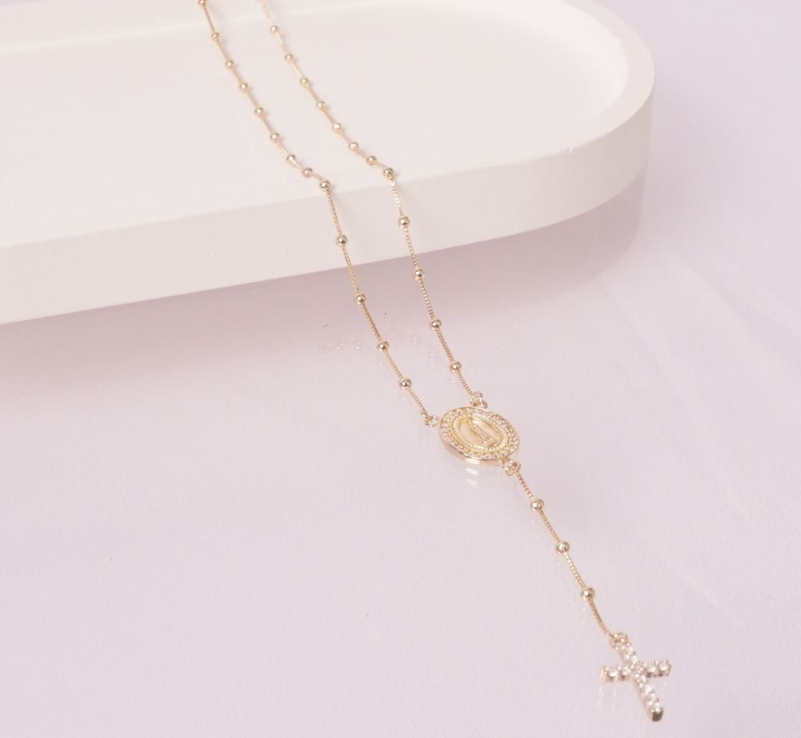 ROSARIO VIRGEN DE GUADALUPE 65CM-CADENAS-JOYERIA D'ORÉ-ORO LAMINADO 18K CALI