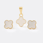 SET WHITE CLOVER 1CM-DIJES-JOYERIA D'ORÉ-ORO LAMINADO 18K CALI