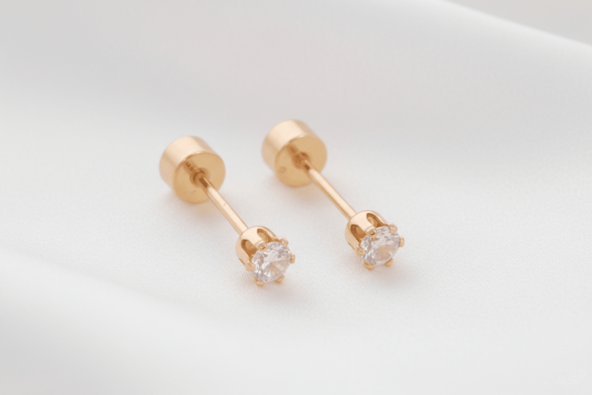 TOPO 6 PUNTAS BLANCO SEGURIDAD-TOPOS-JOYERIA D'ORÉ-ORO LAMINADO 18K CALI
