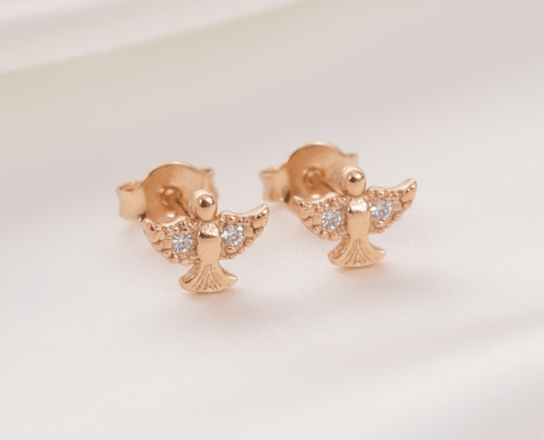 TOPO ÁNGEL CON 2 ZIRCONES BLANCOS-TOPOS-JOYERIA D'ORÉ-ORO LAMINADO 18K CALI