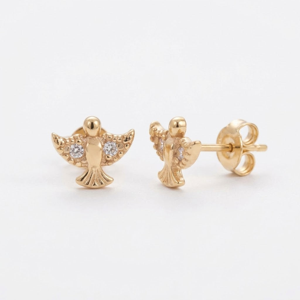 TOPO ÁNGEL CON 2 ZIRCONES BLANCOS oro laminado 18k cali