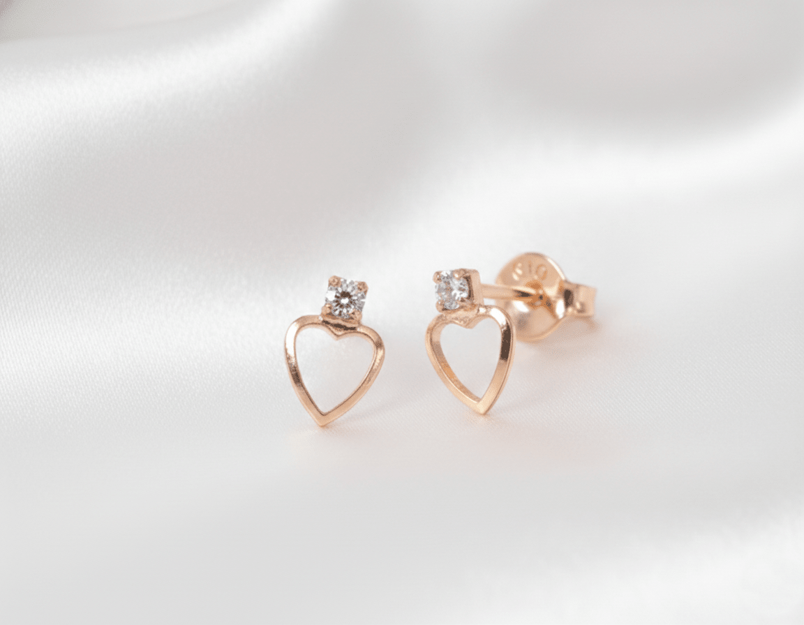 TOPO CORAZÓN CON 1 ZIRCON ENCIMA-TOPOS-JOYERIA D'ORÉ-ORO LAMINADO 18K CALI