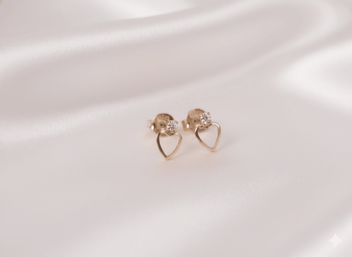 TOPO CORAZÓN CON 1 ZIRCON ENCIMA-TOPOS-JOYERIA D'ORÉ-ORO LAMINADO 18K CALI