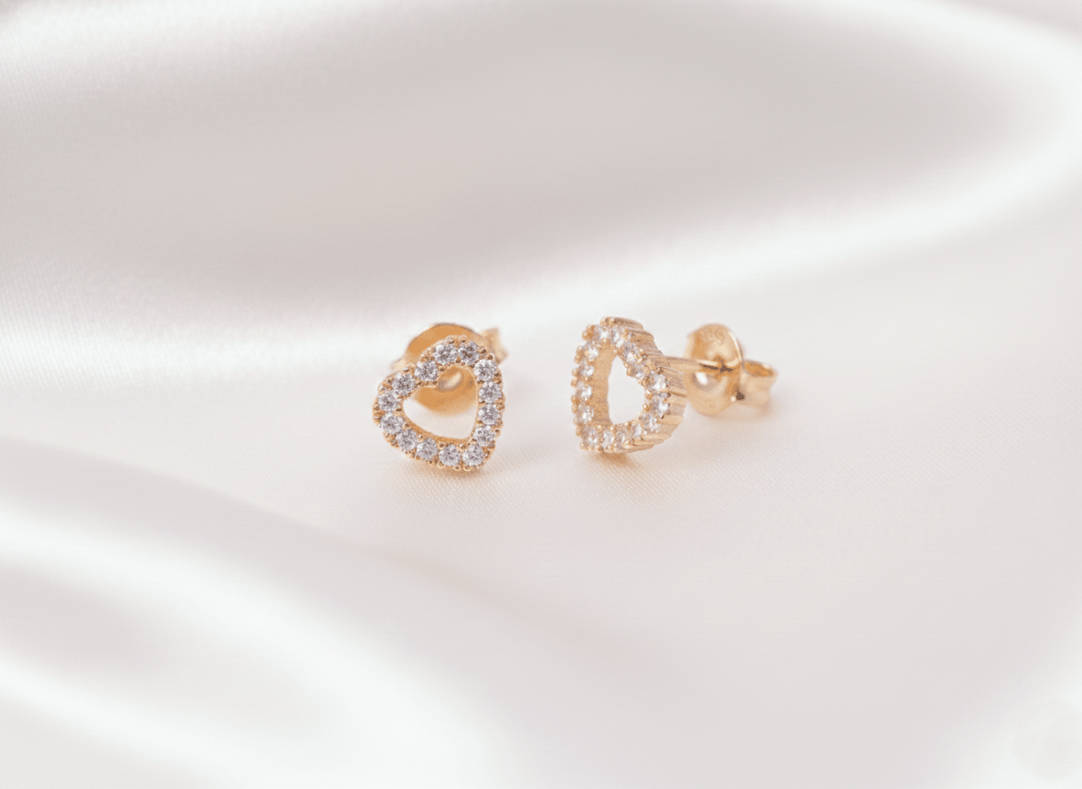 TOPO CORAZON SILUETA CON ZIRCONES-TOPOS-JOYERIA D'ORÉ-ORO LAMINADO 18K CALI
