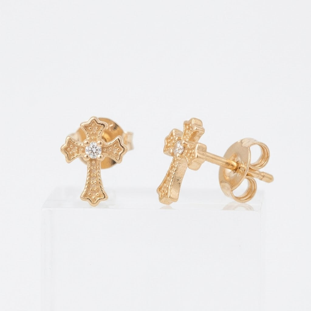 TOPO CRUZ 1 ZIRCON BLANCO CENTRO oro laminado 18k cali