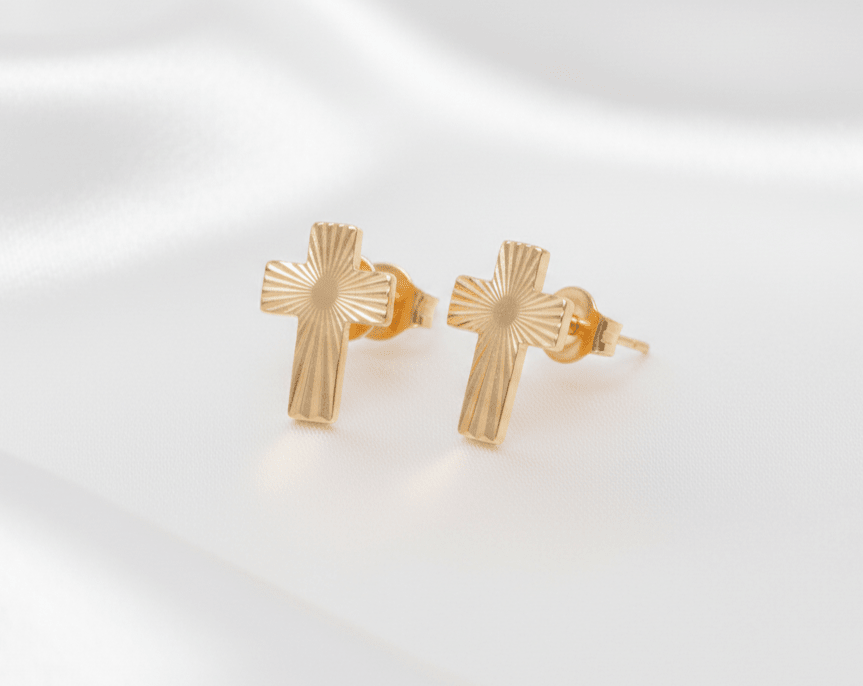 TOPO CRUZ CON GRABADO MEDIANA-TOPOS-JOYERIA D'ORÉ-ORO LAMINADO 18K CALI