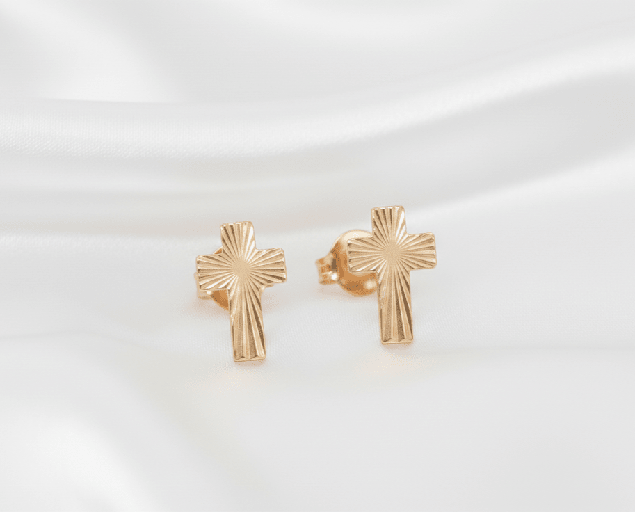 TOPO CRUZ CON GRABADO MEDIANA-TOPOS-JOYERIA D'ORÉ-ORO LAMINADO 18K CALI