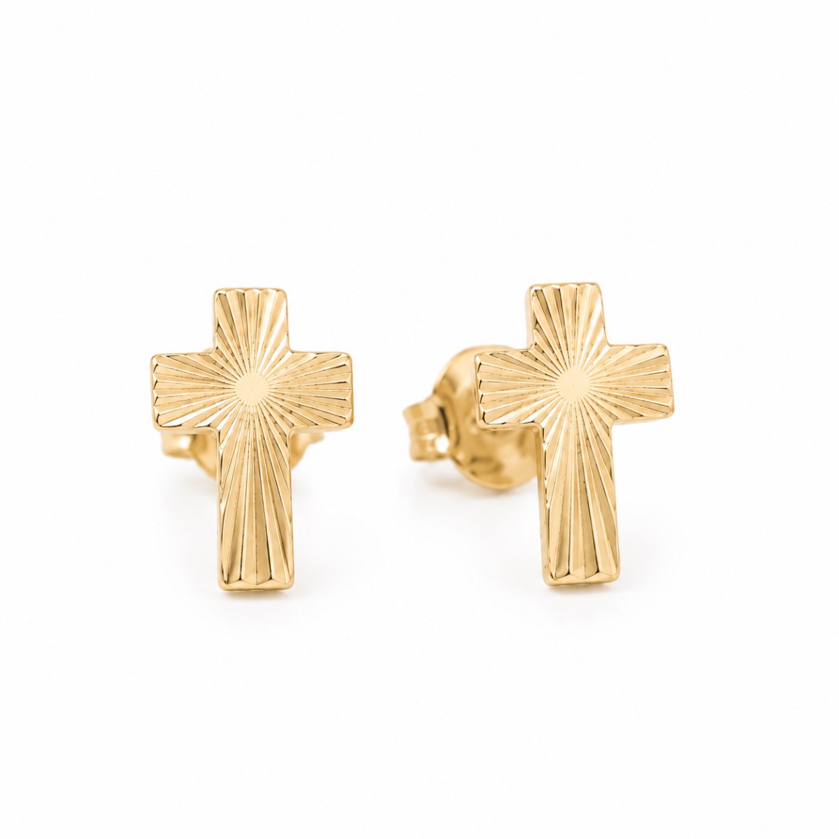 TOPO CRUZ CON GRABADO MEDIANA oro laminado 18k cali