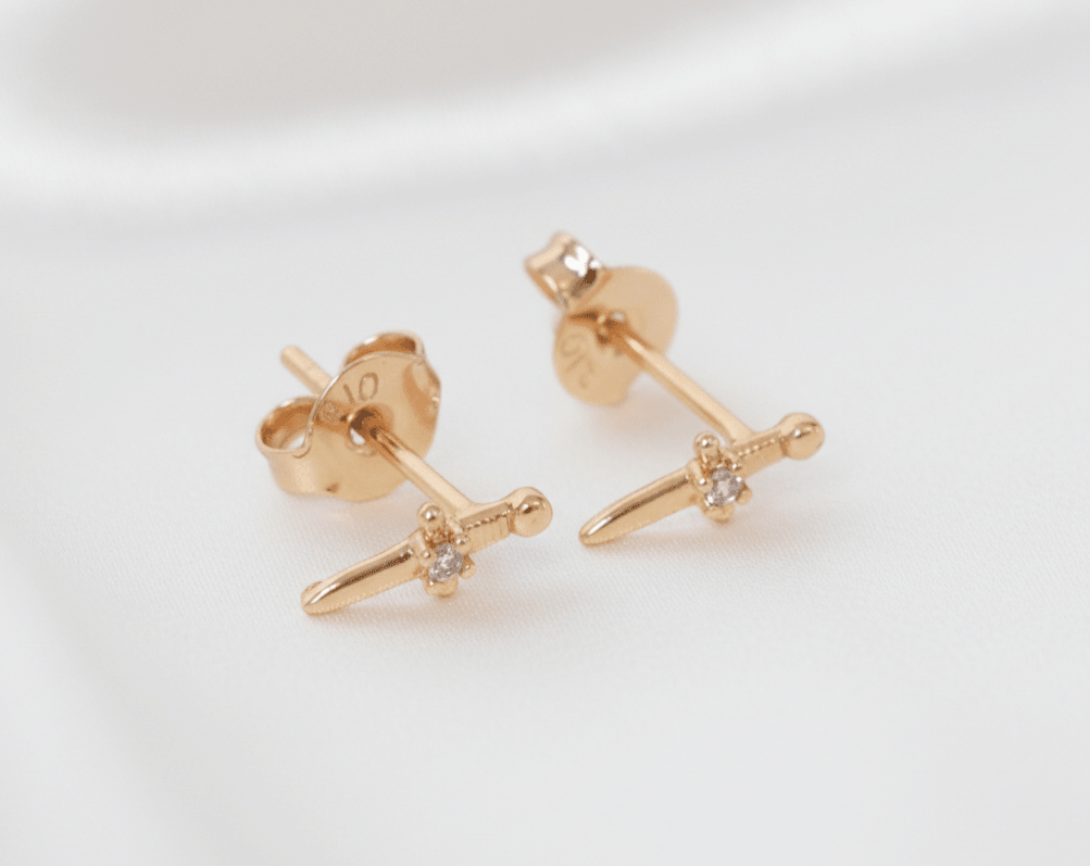 TOPO DAGA CON ZIRCON-TOPOS-JOYERIA D'ORÉ-ORO LAMINADO 18K CALI