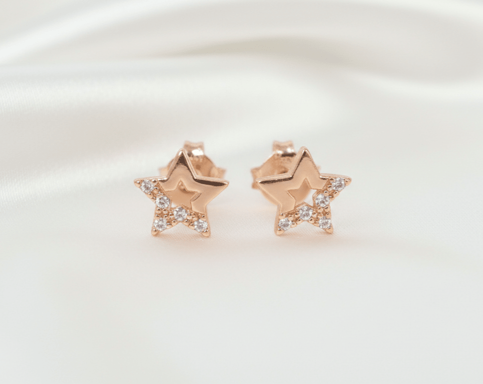 TOPO ESTRELLA CON 5 ZIRCONES BLANCOS-TOPOS-JOYERIA D'ORÉ-ORO LAMINADO 18K CALI