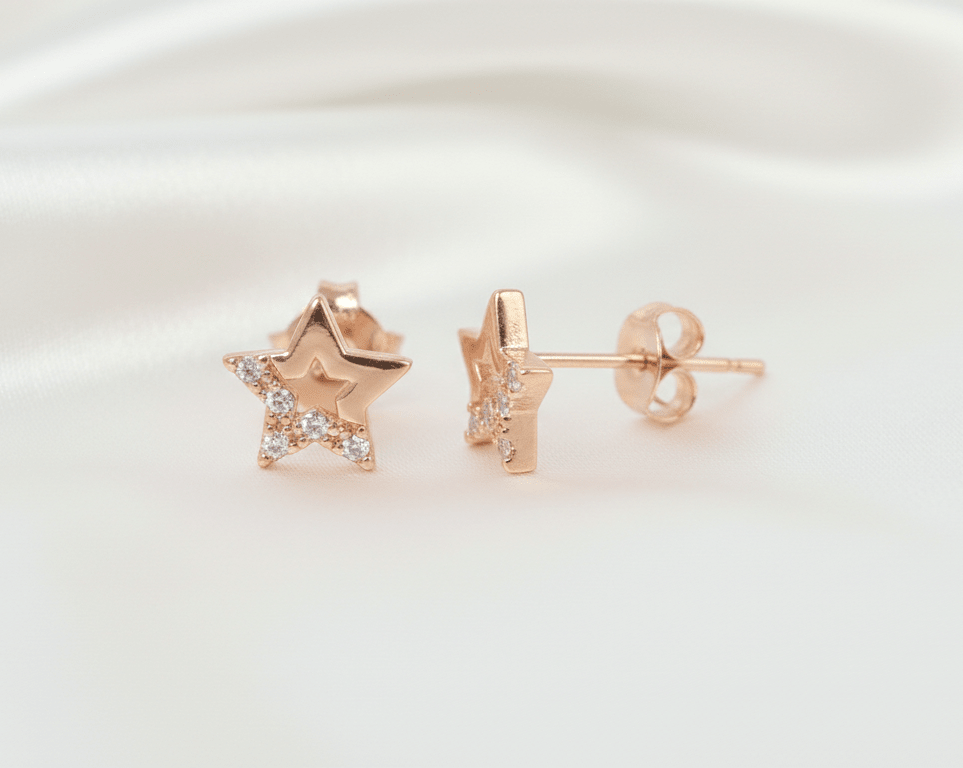 TOPO ESTRELLA CON 5 ZIRCONES BLANCOS-TOPOS-JOYERIA D'ORÉ-ORO LAMINADO 18K CALI