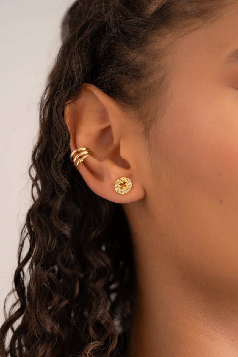 TOPO GLEAM CLOVER 9MM-TOPOS-JOYERIA D'ORÉ-ORO LAMINADO 18K CALI