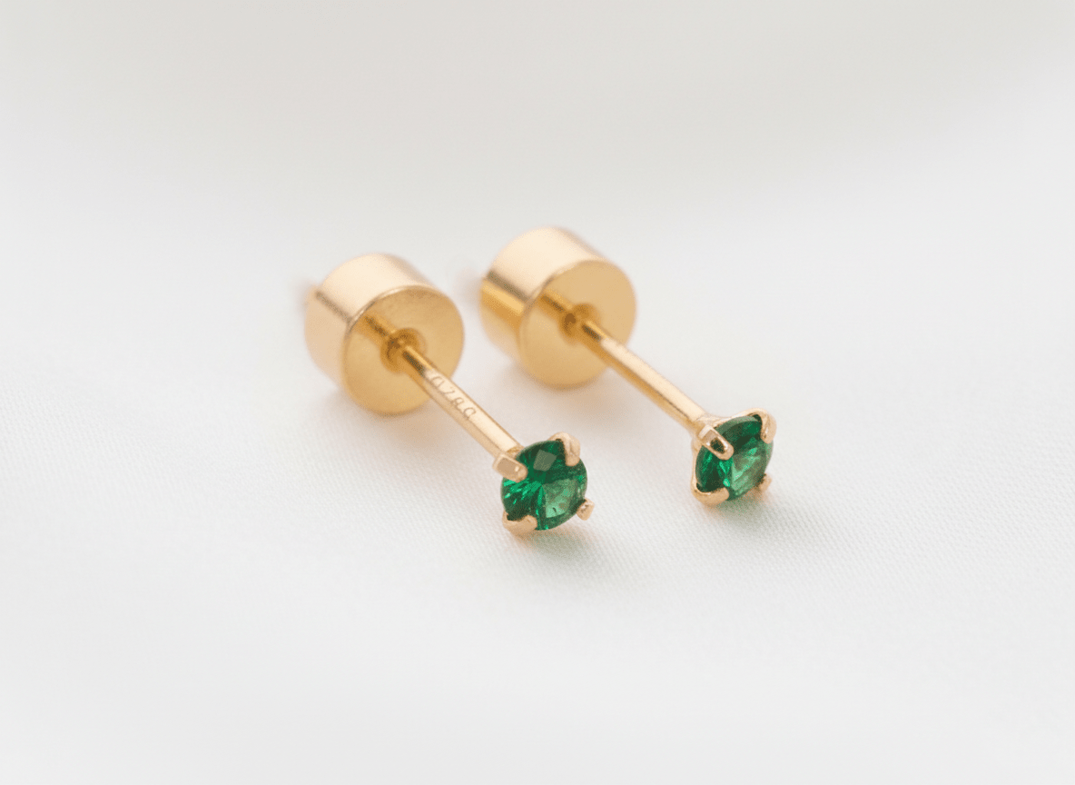 TOPO ZIRCON VERDE SEGURIDAD-TOPOS-JOYERIA D'ORÉ-ORO LAMINADO 18K CALI