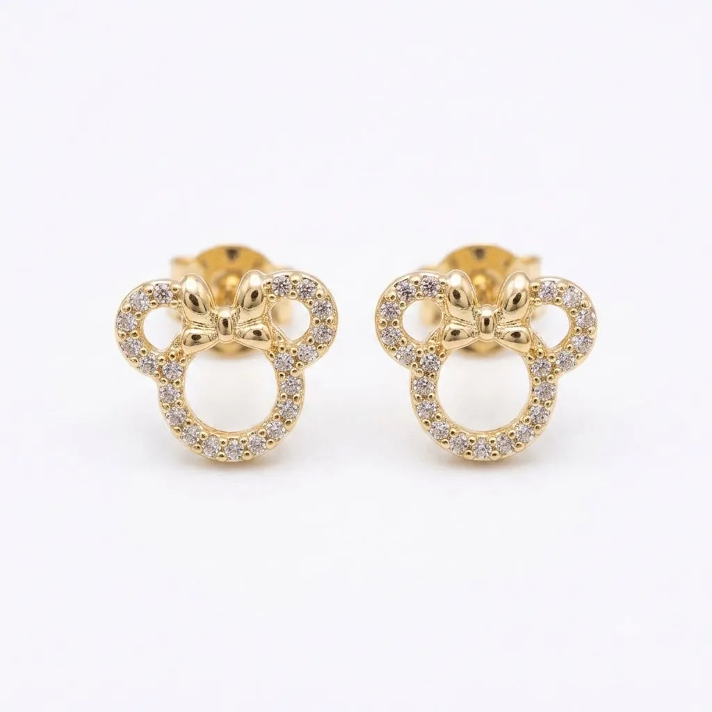 TOPOS MINNIE MEDIANOS CON CIRCONES oro laminado 18k cali